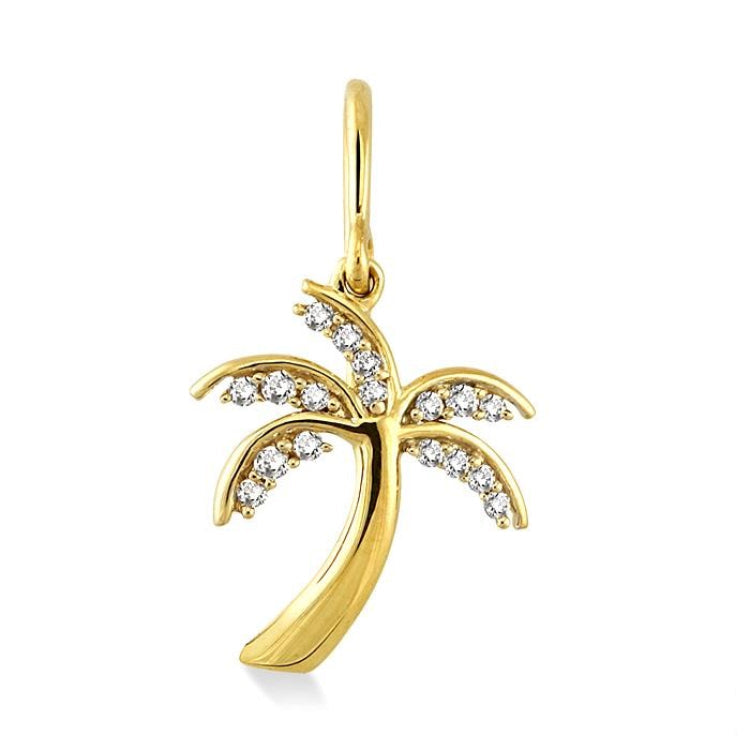 1/4 Ctw Palm Tree Round Cut Diamond Earrings in 10K Yellow Gold