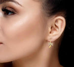 Load image into Gallery viewer, 1/4 Ctw Palm Tree Round Cut Diamond Earrings in 10K Yellow Gold