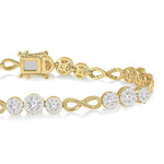 Load image into Gallery viewer, 2 1/2 Ctw Tri-Mount Set &amp; Milgrain Infinity Connector Lovebright Round Cut Diamond Bracelet in 14K Yellow and White Gold