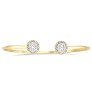 5/8 Ctw Lovebright Round Open Cuff Diamond Bangle in 14K Yellow and White Gold
