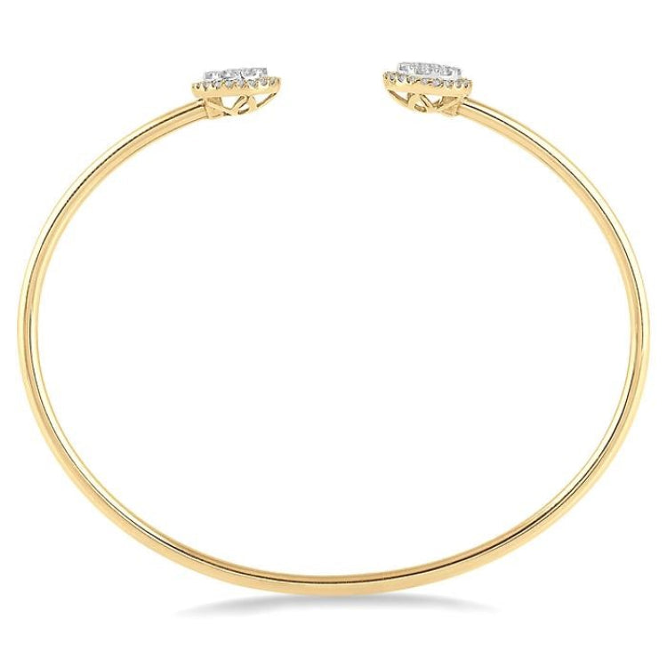 5/8 Ctw Lovebright Round Open Cuff Diamond Bangle in 14K Yellow and White Gold