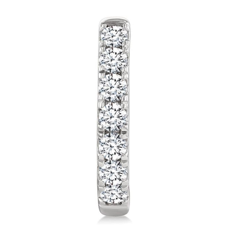 2 Ctw Round Cut Diamond Hoop Earrings in 14K White gold