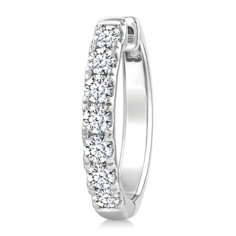 2 Ctw Round Cut Diamond Hoop Earrings in 14K White gold