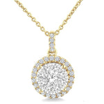 Load image into Gallery viewer, 3/4 Ctw Lovebright Round Cut Diamond Pendant in 14K Yellow and White Gold with Chain