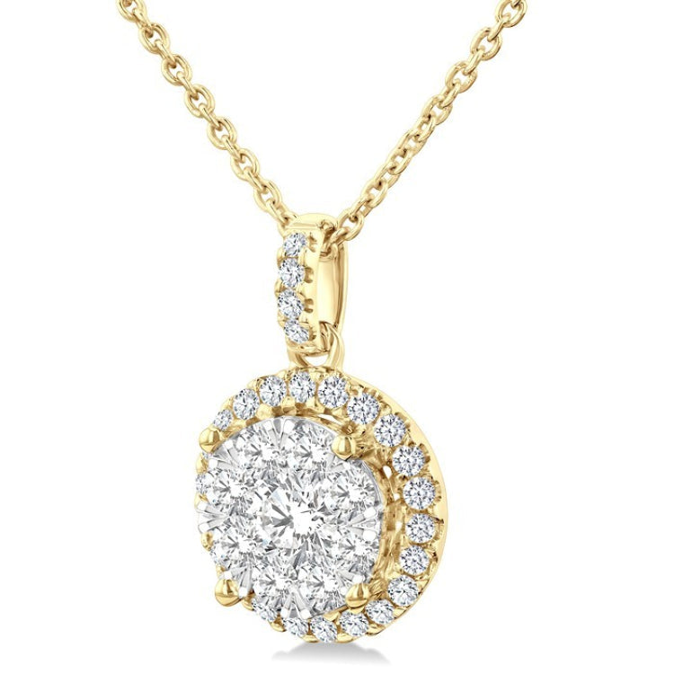 3/4 Ctw Lovebright Round Cut Diamond Pendant in 14K Yellow and White Gold with Chain