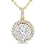 Load image into Gallery viewer, 3/4 Ctw Lovebright Round Cut Diamond Pendant in 14K Yellow and White Gold with Chain