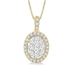 Load image into Gallery viewer, 1/3 Ctw Oval Shape Diamond Lovebright Pendant in 14K Yellow and White Gold with Chain