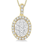 Load image into Gallery viewer, 1/3 Ctw Oval Shape Diamond Lovebright Pendant in 14K Yellow and White Gold with Chain