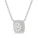 Load image into Gallery viewer, 3/4 Ctw Cushion Shape Lovebright Diamond Pendant With Chain in 14K White Gold