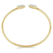 5/8 Ctw Pear Shape Lovebright Open Cuff Diamond Bangle in 14K Yellow and White Gold