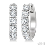 3 Ctw Round Cut Diamond Hoop Earrings in 14K White gold