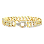Load image into Gallery viewer, 3 Ctw Round Cut Diamond Cuban Link Bracelet in 14K Yellow Gold