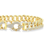 Load image into Gallery viewer, 3 Ctw Round Cut Diamond Cuban Link Bracelet in 14K Yellow Gold