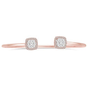 3/4 Ctw Cushion Shape Lovebright Open Cuff Diamond Bangle in 14K Rose and White Gold