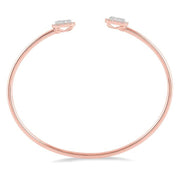 3/4 Ctw Cushion Shape Lovebright Open Cuff Diamond Bangle in 14K Rose and White Gold