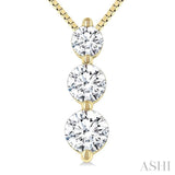 1/4 Ctw Round Cut Diamond Three-Stone Snowman Pendant With Chain in 14K Yellow Gold