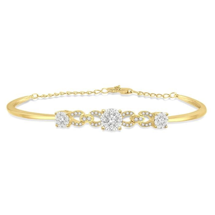 3/4 Ctw Round Cut Diamond Lovebright Bracelet in 14K Yellow and White Gold
