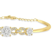 3/4 Ctw Round Cut Diamond Lovebright Bracelet in 14K Yellow and White Gold