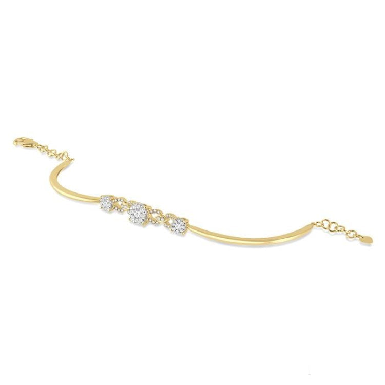 3/4 Ctw Round Cut Diamond Lovebright Bracelet in 14K Yellow and White Gold