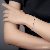 5x3 MM Oval Cut Sapphire and 1/6 Ctw Round Cut Diamond Precious Bracelet in 10K White Gold
