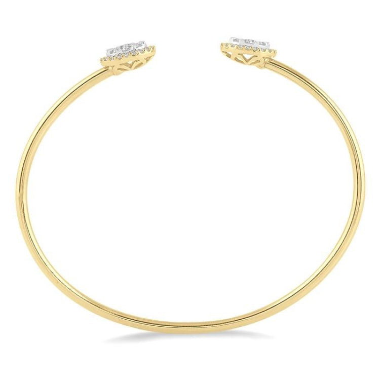 5/8 Ctw Oval Shape Lovebright Open Cuff Diamond Bangle in 14K Yellow and White Gold