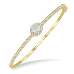 Load image into Gallery viewer, 1 Ctw Oval Shape Lovebright Round Cut Diamond Stackable Bangle in 14K Yellow and White Gold