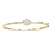 1 Ctw Oval Shape Lovebright Round Cut Diamond Stackable Bangle in 14K Yellow and White Gold