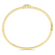 1 Ctw Oval Shape Lovebright Round Cut Diamond Stackable Bangle in 14K Yellow and White Gold