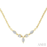 1/3 Ctw Marquise & Round Cut Diamond Necklace in 14K Yellow Gold