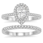 Load image into Gallery viewer, 3/4 Ctw Diamond Bridal Set with 5/8 Ctw Pear Cut Engagement Ring and 1/6 Ctw Wedding Band in 14K White Gold