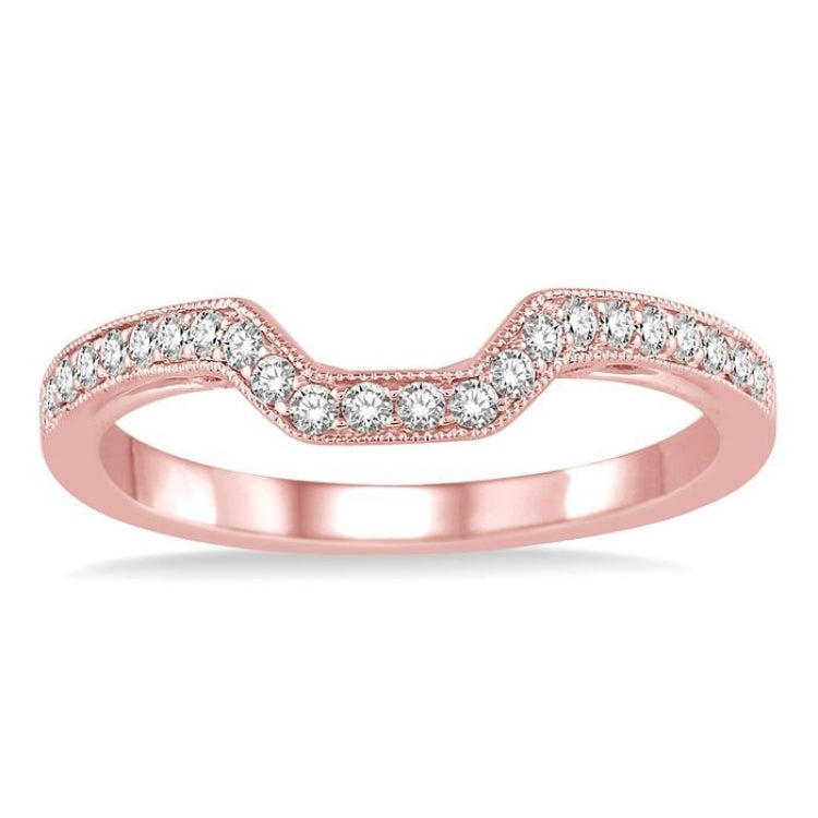 1/4 Ctw Round Cut Diamond Wedding Band in 14K Rose Gold