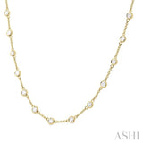 2 Ctw Bezel Set Round Cut Diamond Station Necklace in 14K Yellow Gold