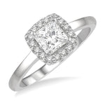 Load image into Gallery viewer, 1/10 Ctw Halo Round Cut Diamond Semi-Mount Engagement Ring in 14K White Gold