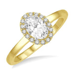 Load image into Gallery viewer, 1/10 Ctw Oval Shape Round Cut Diamond Semi-Mount Engagement Ring in 14K Yellow and White Gold