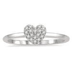 Load image into Gallery viewer, 1/10 Ctw Heart Charm Round Cut Diamond Petite Fashion Ring in 14K White Gold