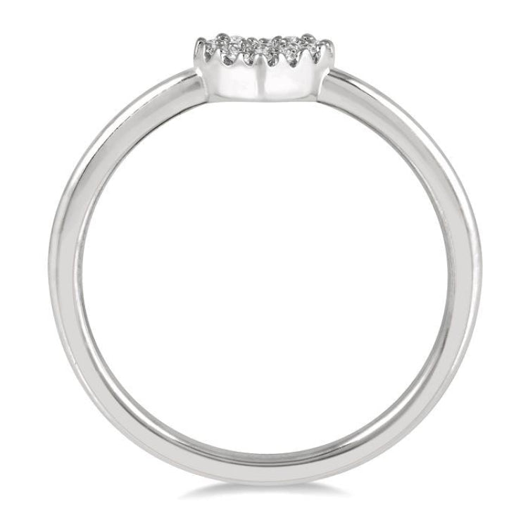 1/10 Ctw Heart Charm Round Cut Diamond Petite Fashion Ring in 14K White Gold