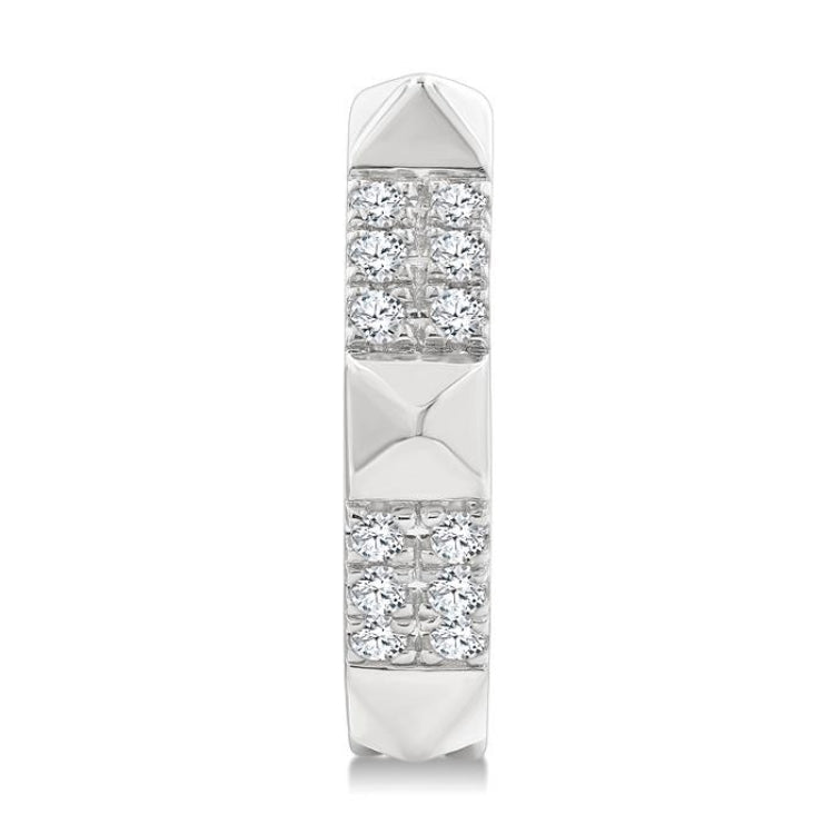 1/4 Ctw Round Cut Diamond Pyramid Huggie Earrings in 10K White Gold