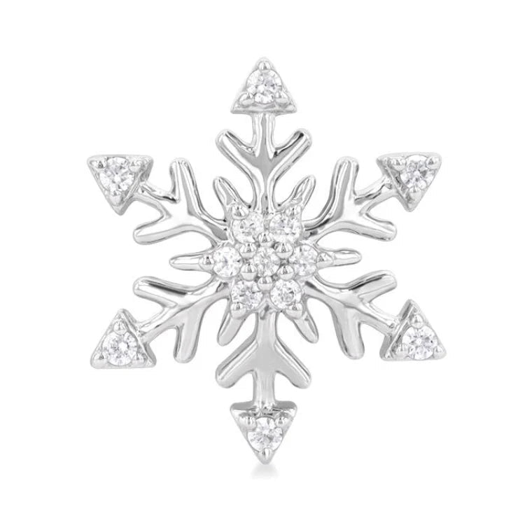 1/10 Ctw Petite Snowflake Round Cut Diamond Halo Fashion Stud Earring in 10K Yellow Gold