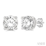 2 Ctw Diamond Stud Earrings in 14K White Gold