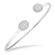 5/8 Ctw Oval Shape Lovebright Open Cuff Diamond Bangle in 14K White Gold