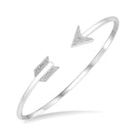 Load image into Gallery viewer, 1/20 Ctw Circular Open Arrow Round Cut Diamond Cuff Bangle in Sterling Silver