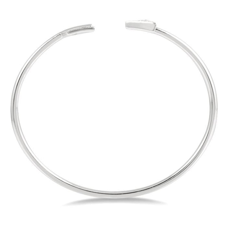 1/20 Ctw Circular Open Arrow Round Cut Diamond Cuff Bangle in Sterling Silver