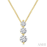 1/3 Ctw Round Cut Diamond Three-Stone Snowman Pendant With Chain in 14K Yellow Gold