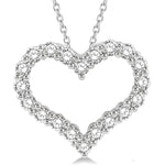 Load image into Gallery viewer, 1 1/2 Ctw Heart Shape Round Cut Diamond Pendant With Chain in 14K White Gold