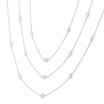 Load image into Gallery viewer, 2 Ctw Bezel Set Round Cut Diamond Long Station Necklace in 14K White Gold