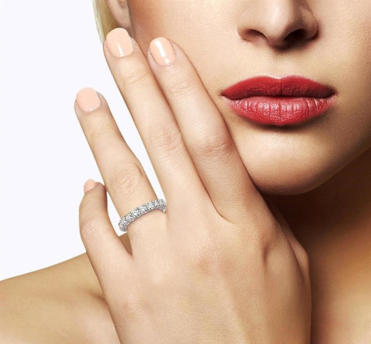 3 Ctw Round Cut Diamond Eternity Band in 18K White Gold
