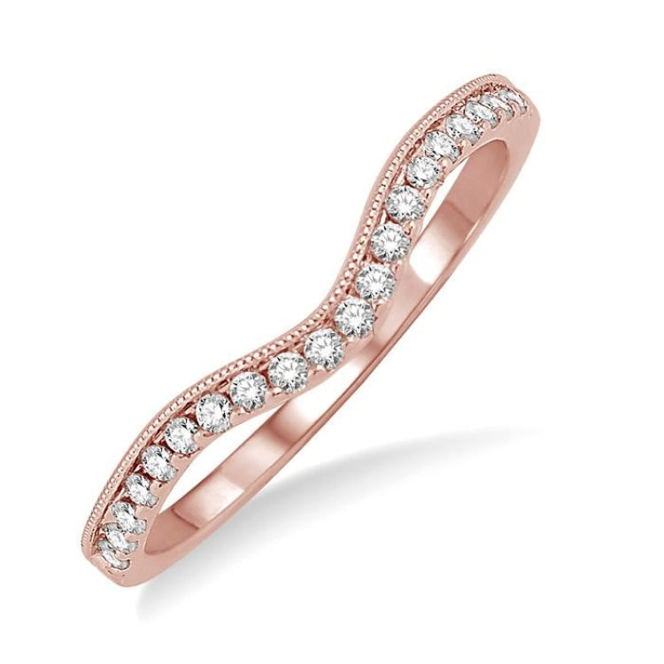 1/5 Ctw Round Cut Diamond Wedding Band in 14K Rose Gold