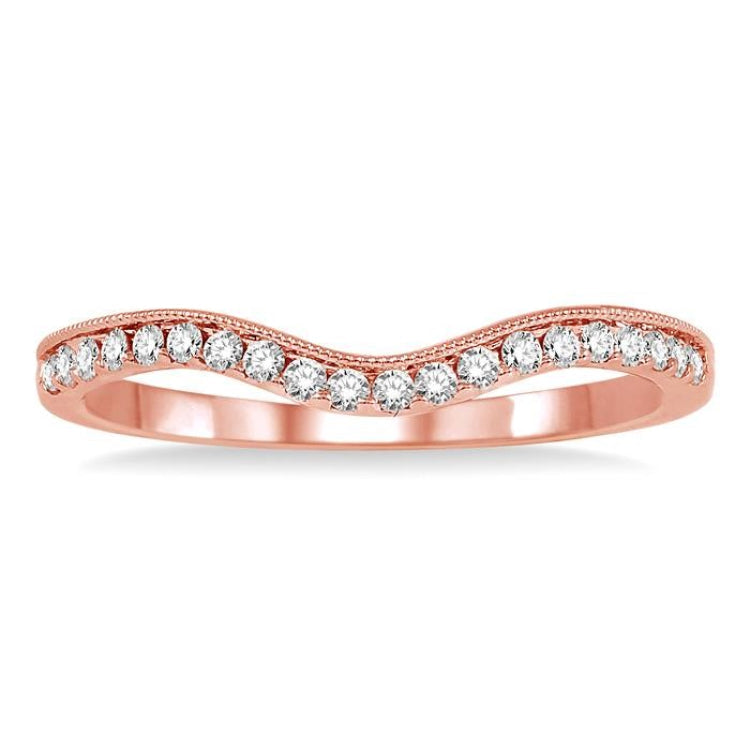 1/5 Ctw Round Cut Diamond Wedding Band in 14K Rose Gold