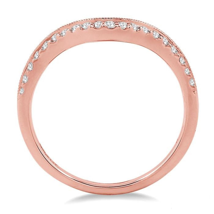 1/5 Ctw Round Cut Diamond Wedding Band in 14K Rose Gold
