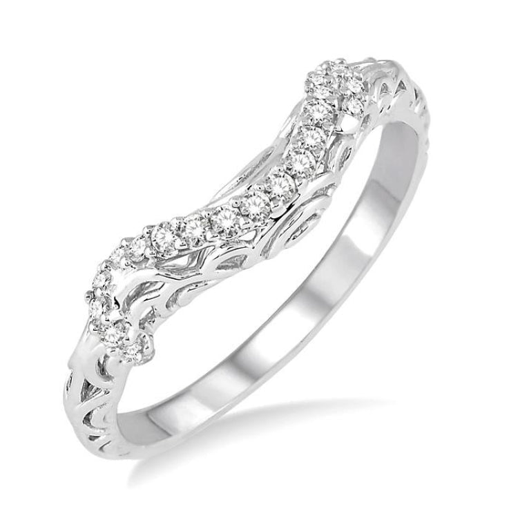 1/6 Ctw Round Cut Diamond Wedding Band in 14K White Gold